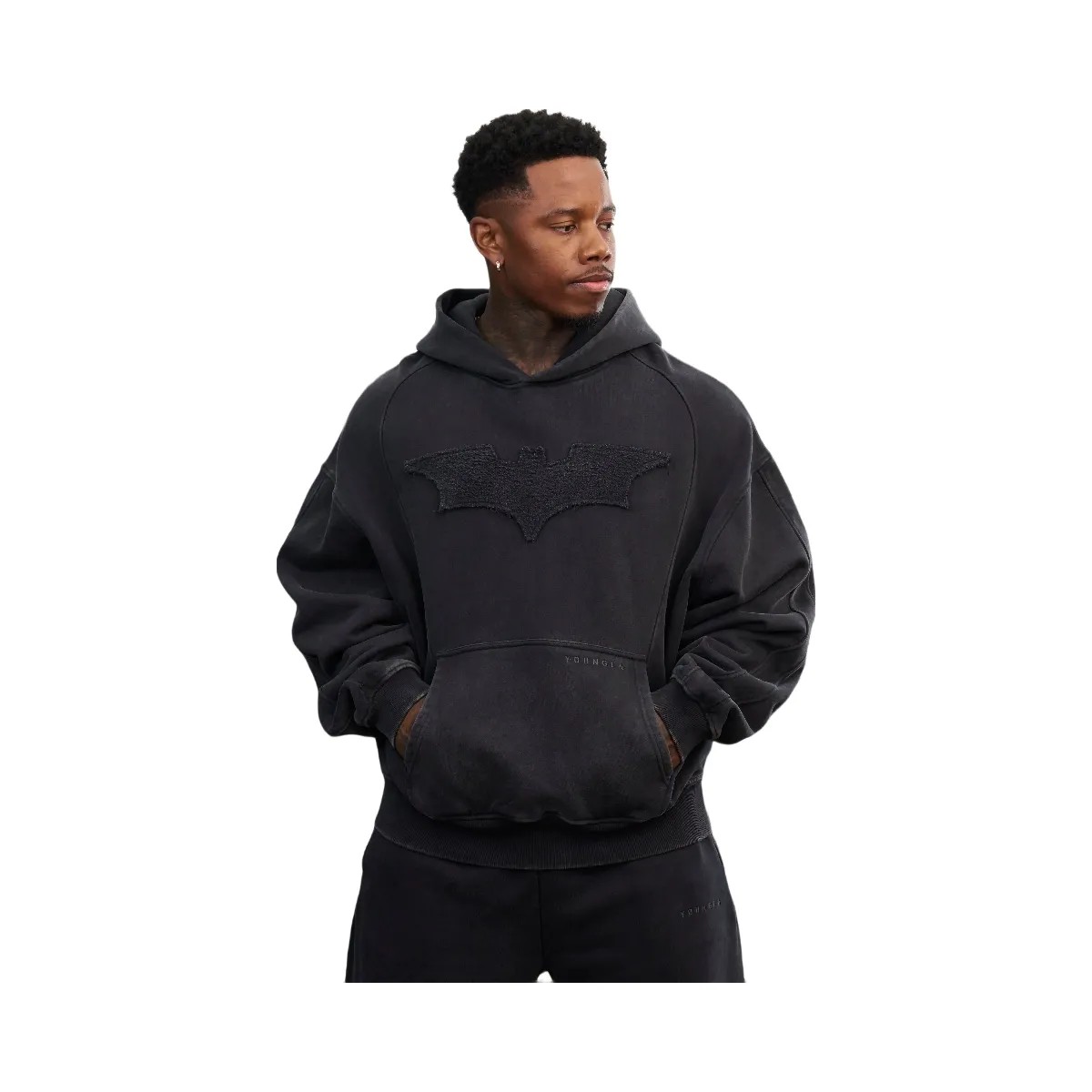 YoungLA Batman Stealth Hoodies 'Black Wash - HypeFly India View 1