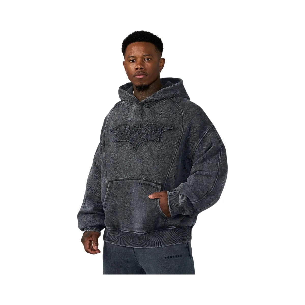 YoungLA Batman Stealth Hoodies 'Black Wash - HypeFly India View 6