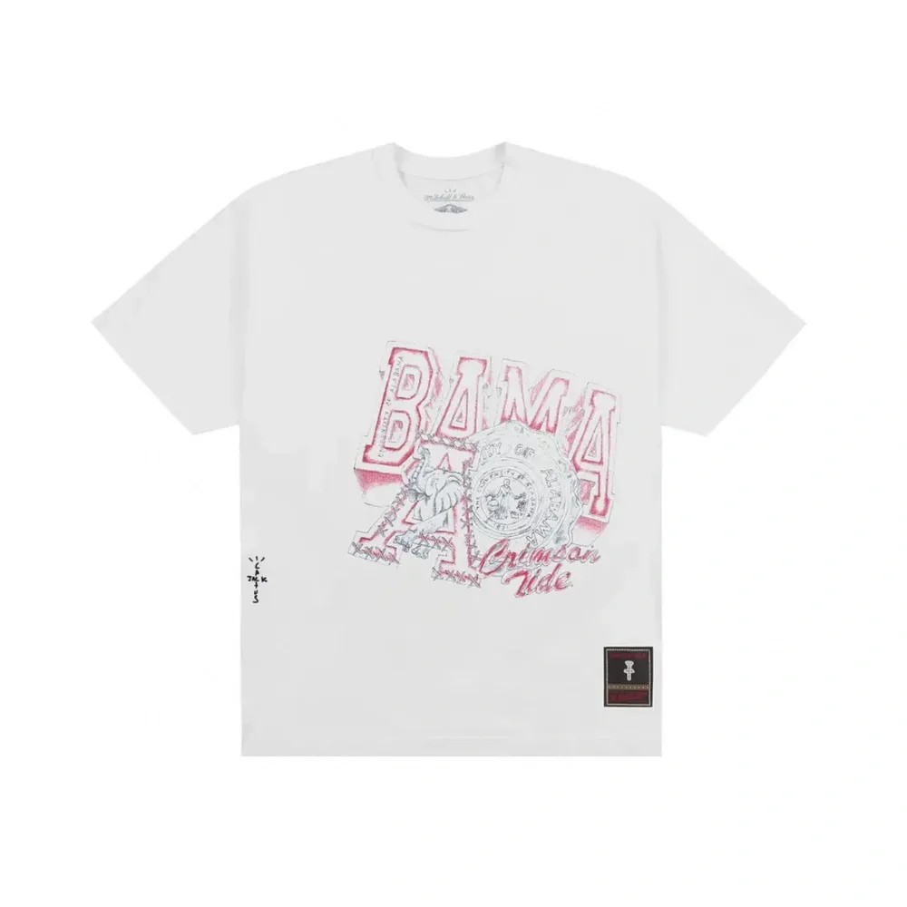 Cactus Jack by Travis Scott x Mitchell & Ness University Of Alabama Handdrawn Tee 'White' - HypeFly India View 1