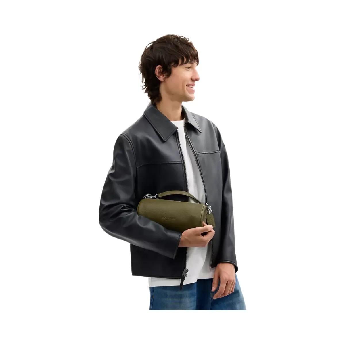 Coach Andre Barrel Bag 24 in Silver Olive - HypeFly India View 6
