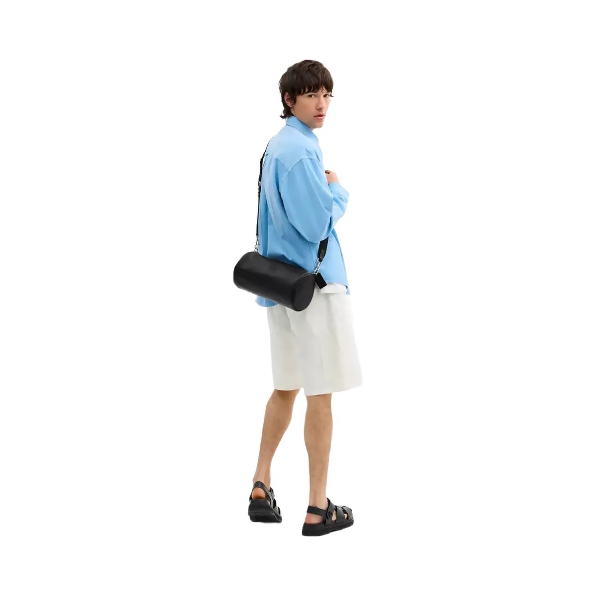 Coach Andre Barrel Bag 30 in Silver Black - HypeFly India View 5