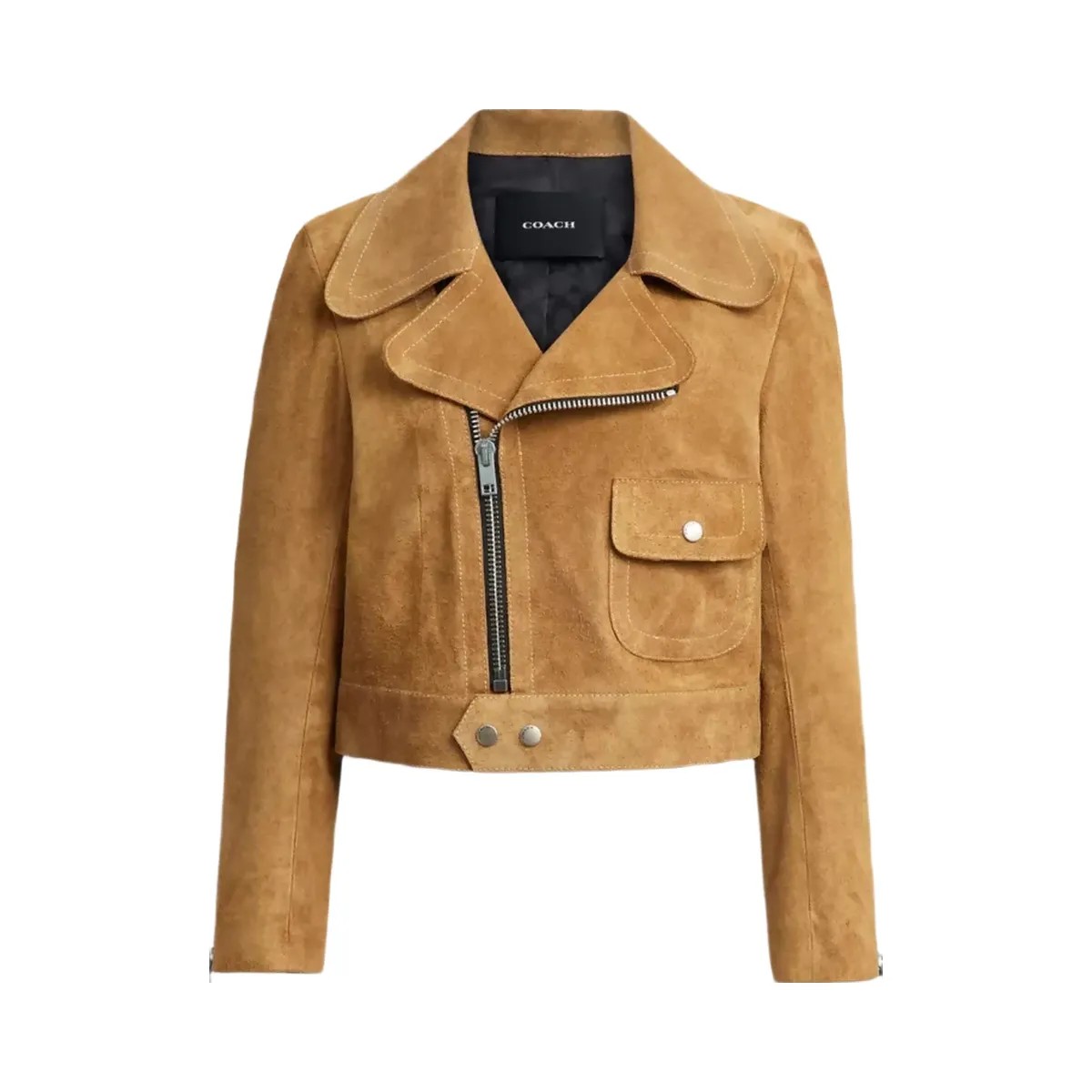 Coach Asymmetric Suede Jacket in Brown - HypeFly India View 1