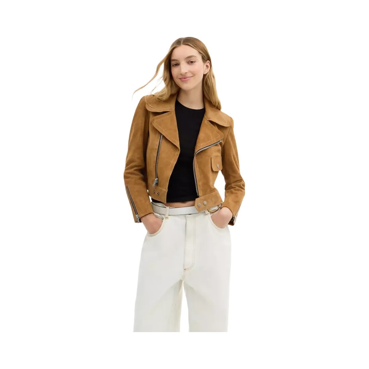 Coach Asymmetric Suede Jacket in Brown - HypeFly India View 3