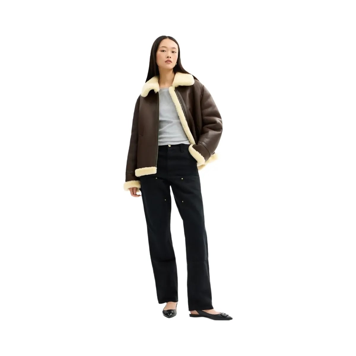 Coach Aviator Shearling Jacket Hickory - HypeFly India View 2