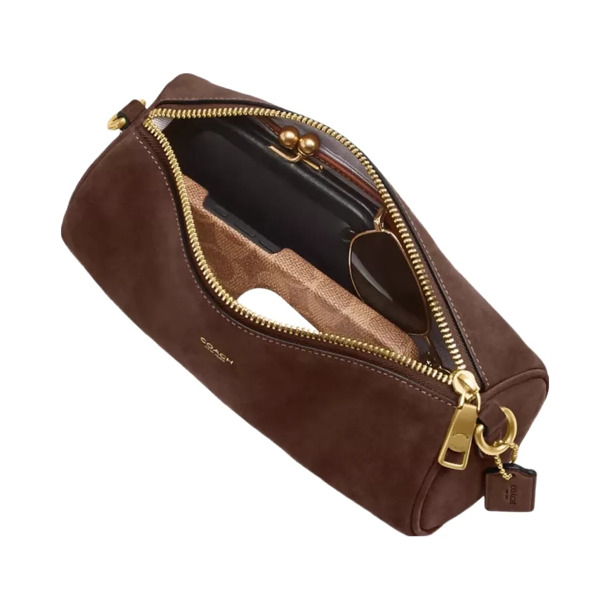 Coach Barrel Bag in Brass Dark Chocolate - HypeFly India View 4