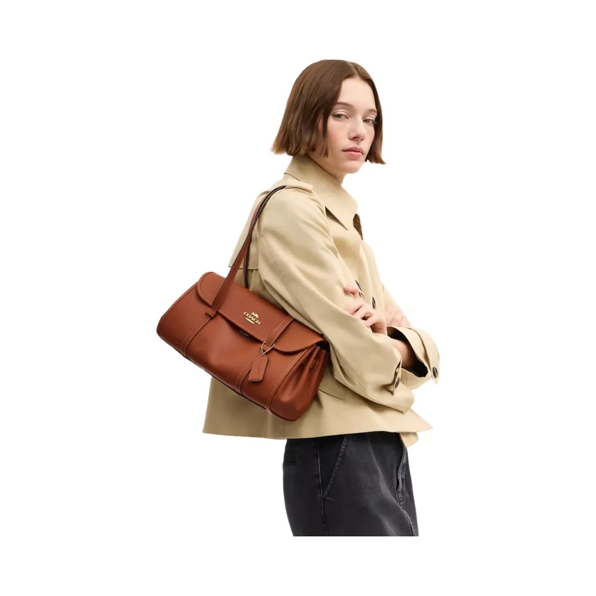 Coach Bridget Flap Shoulder Bag in Gold Tan - HypeFly India View 6