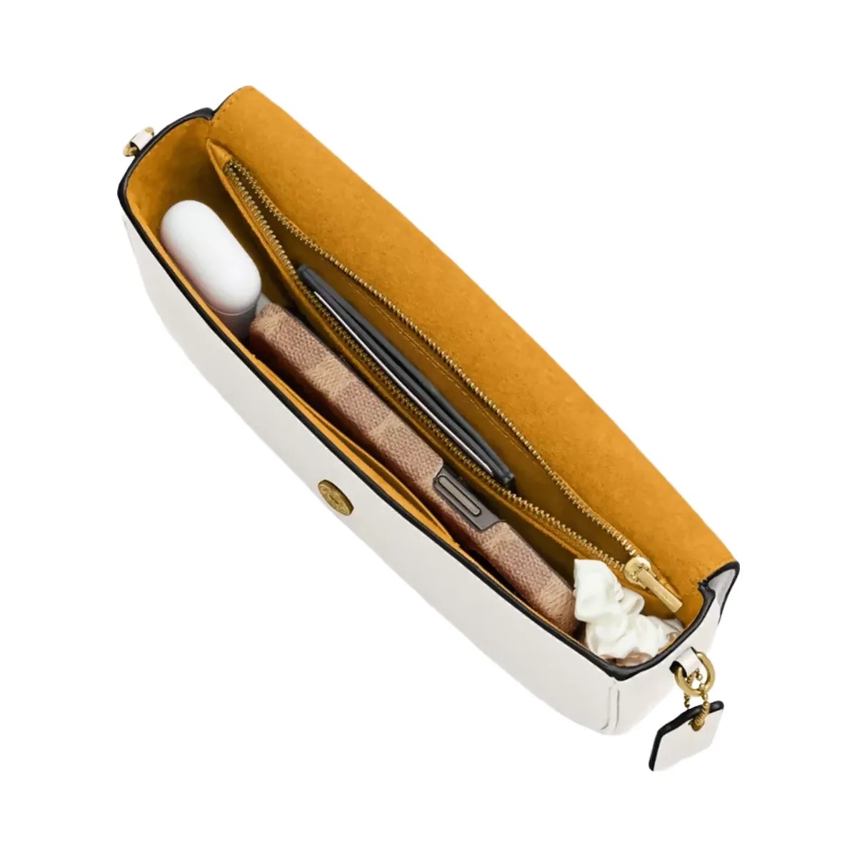 Coach Brook Flap Chain Bag in Brass Chalk - HypeFly India View 4