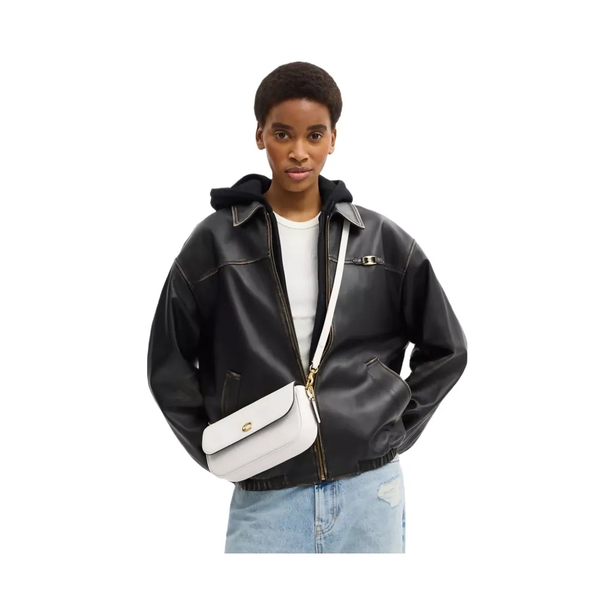 Coach Brook Flap Chain Bag in Brass Chalk - HypeFly India View 6
