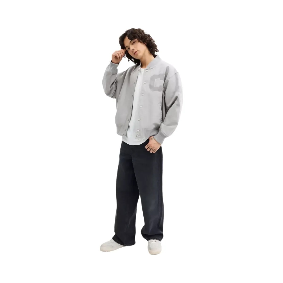 Coach Canvas Varsity Jacket in Light Grey - HypeFly India View 2