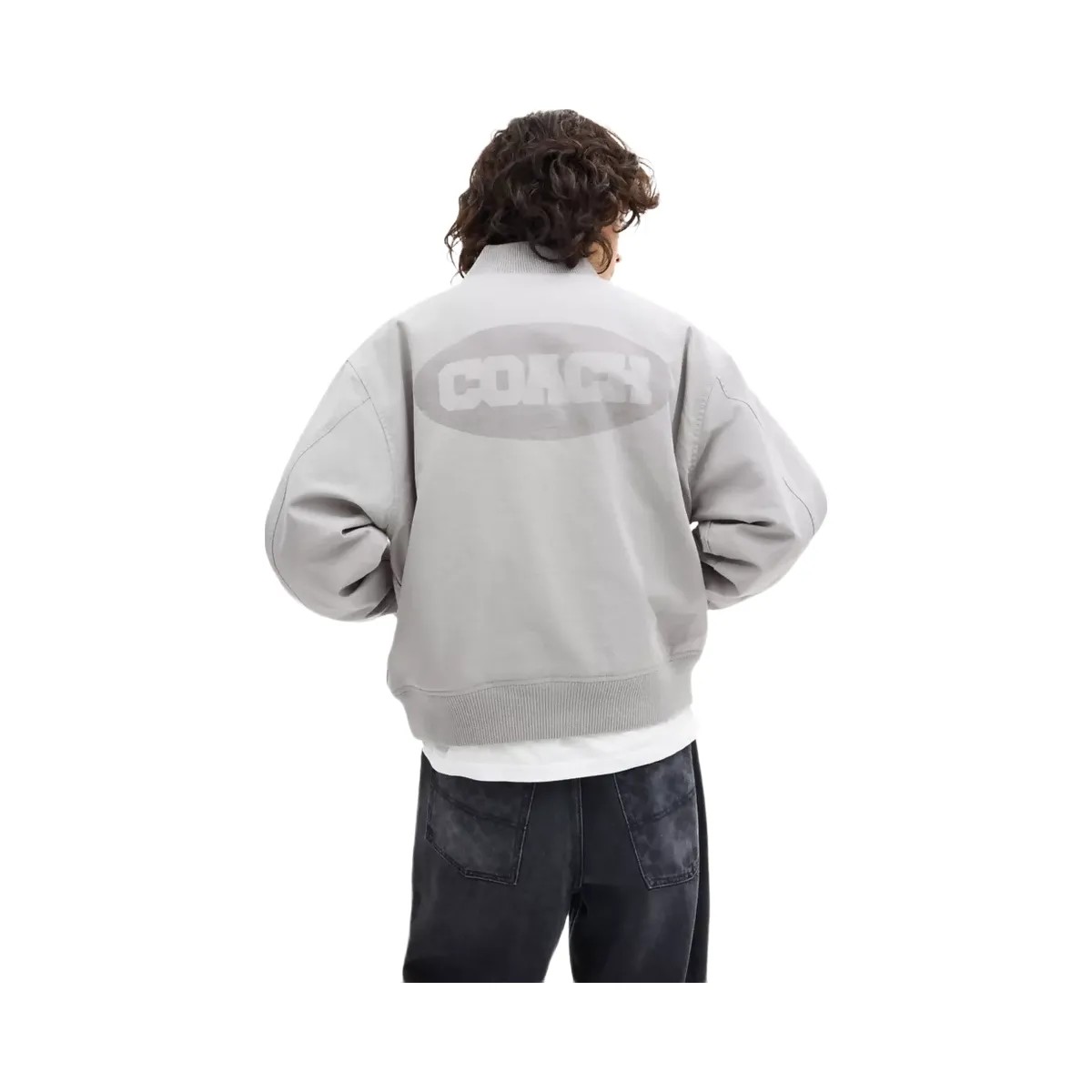 Coach Canvas Varsity Jacket in Light Grey - HypeFly India View 3