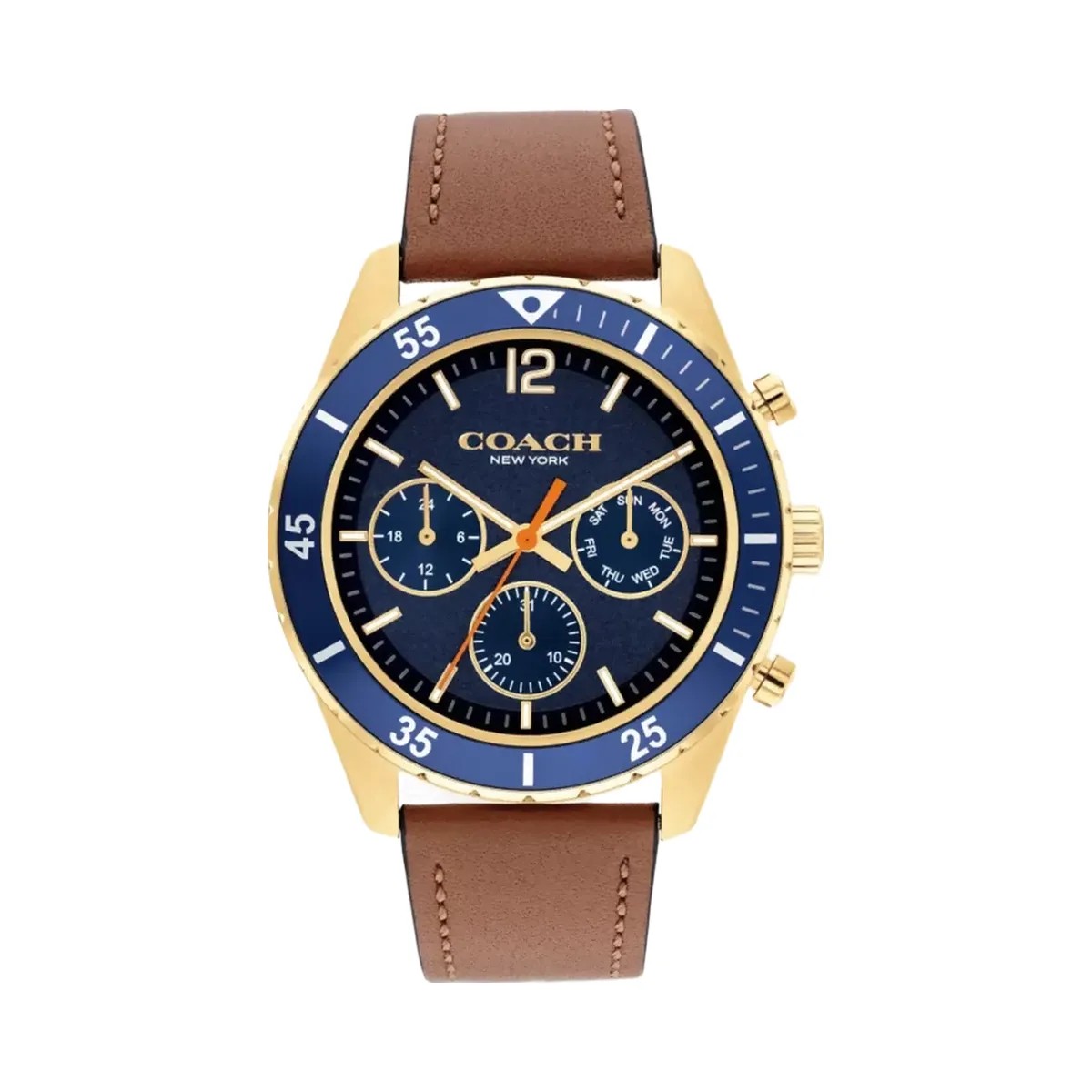Coach Cole Chronograph Watch, 44 Mm in Saddle - HypeFly India View 1