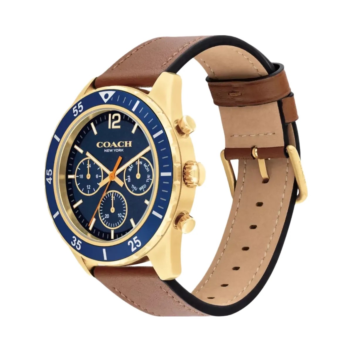 Coach Cole Chronograph Watch, 44 Mm in Saddle - HypeFly India View 2