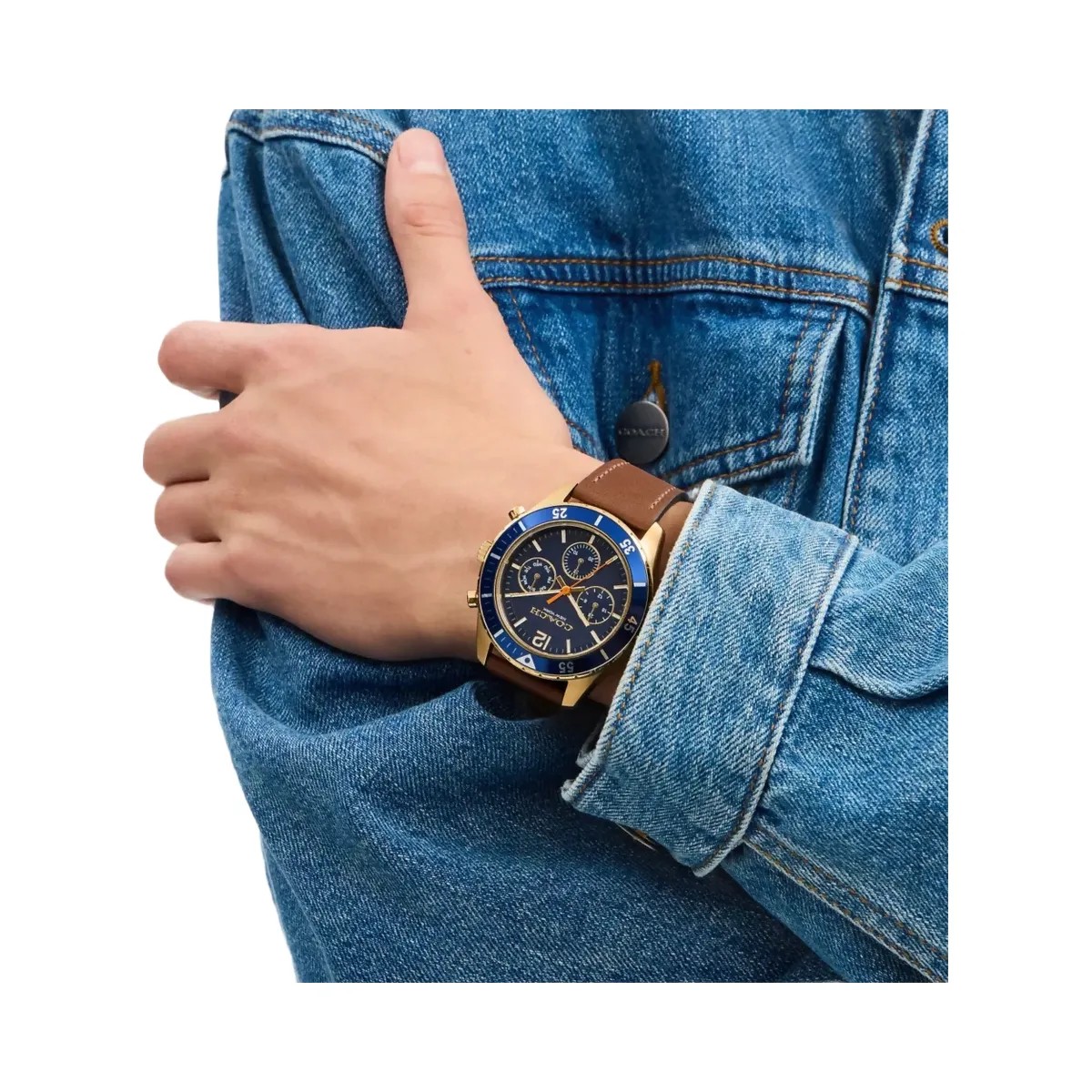 Coach Cole Chronograph Watch, 44 Mm in Saddle - HypeFly India View 4