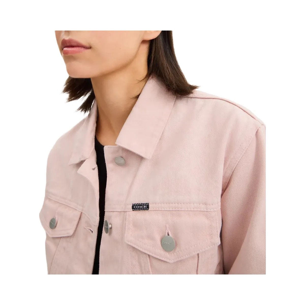 Coach Colorful Signature Denim Jacket Pink - HypeFly India View 4