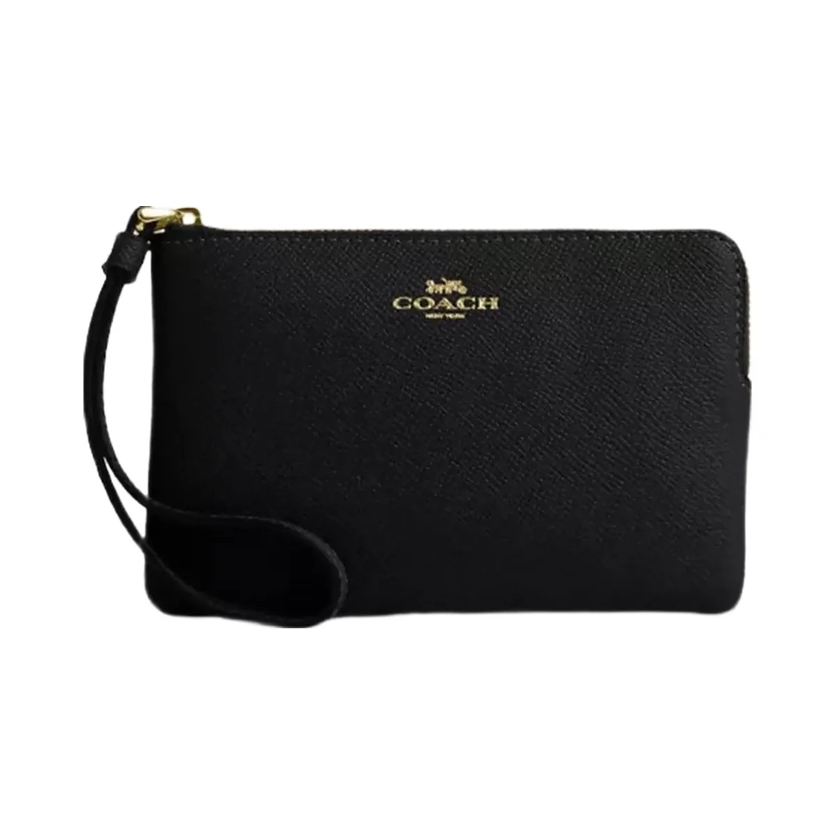 Coach Corner Zip Wristlet in Gold Black - HypeFly India View 1