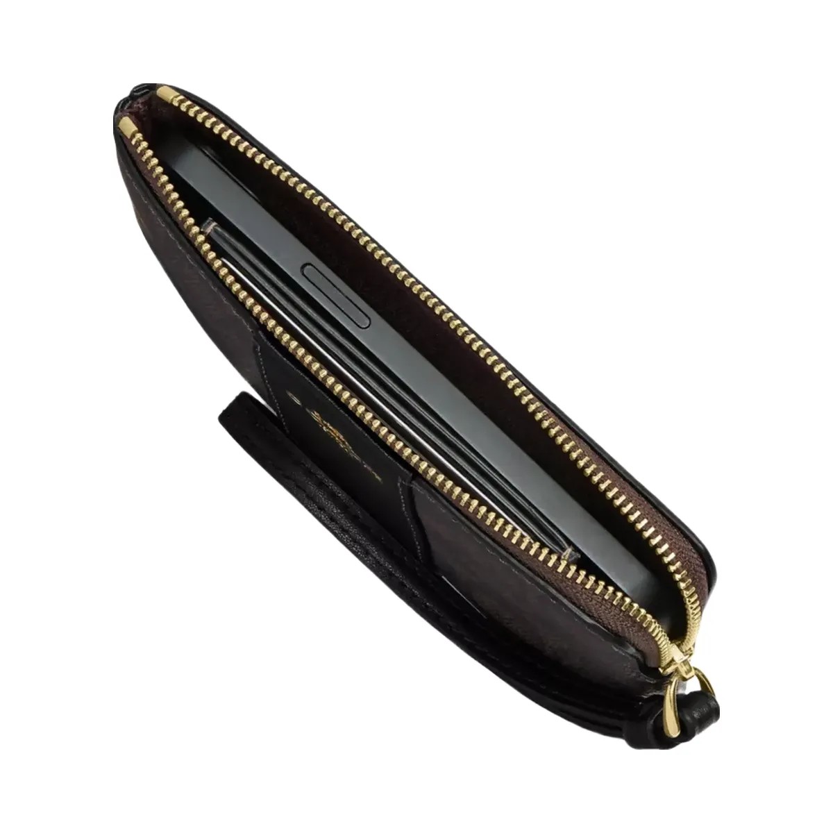 Coach Corner Zip Wristlet in Gold Black - HypeFly India View 2