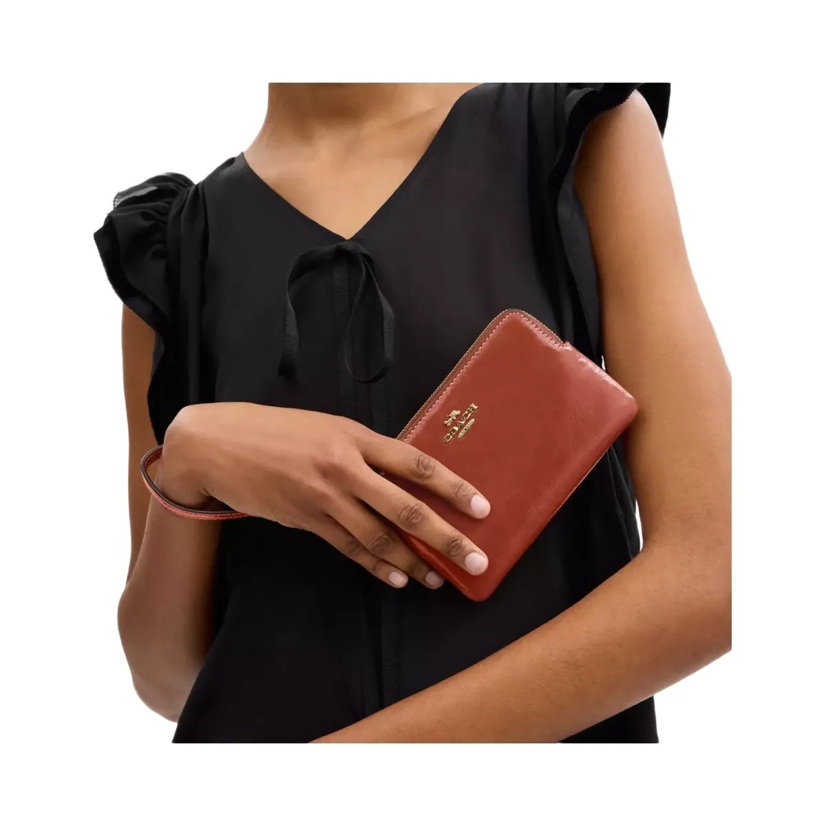 Coach Corner Zip Wristlet in Gold Cinnamon - HypeFly India View 3