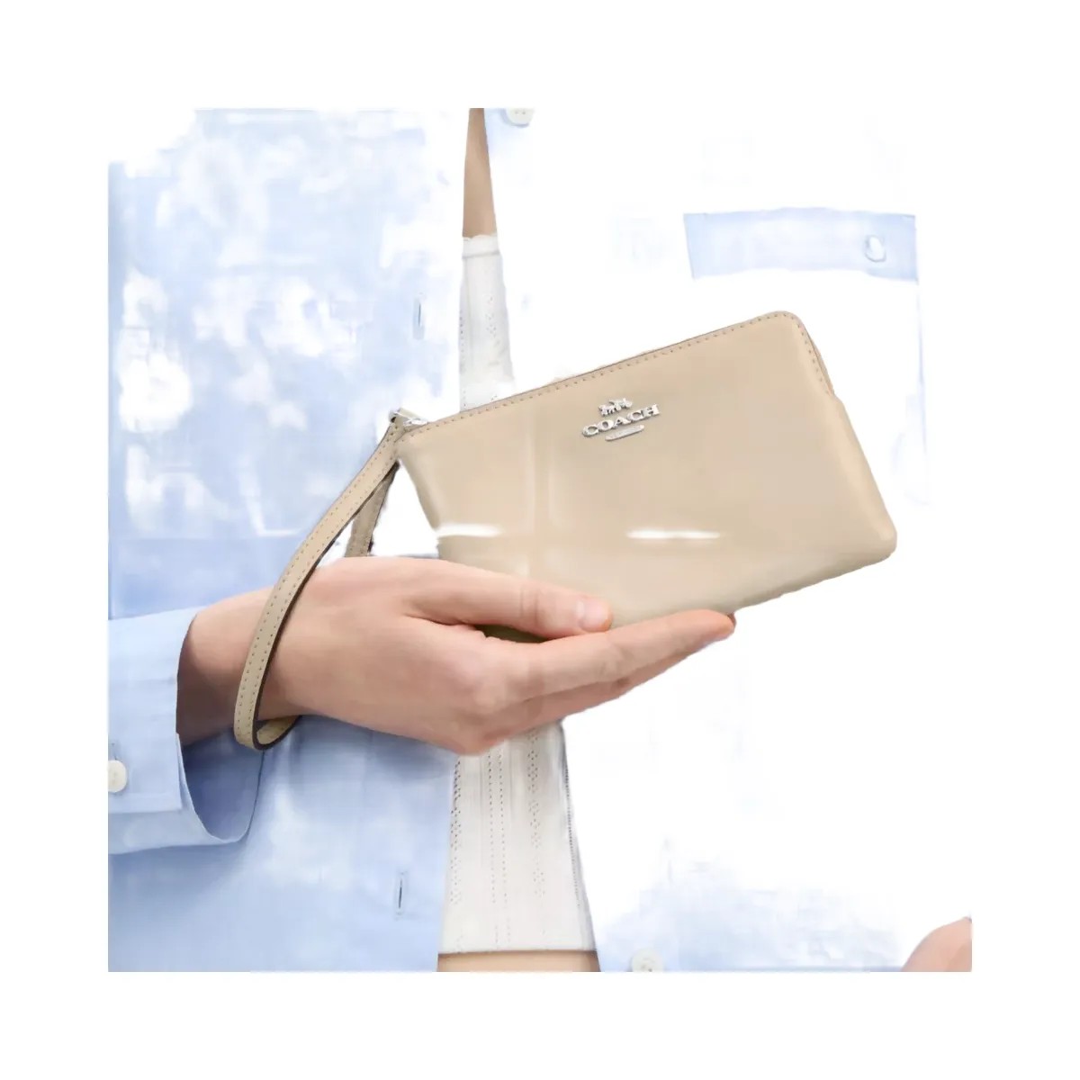 Coach Corner Zip Wristlet in Silver Ivory - HypeFly India View 3