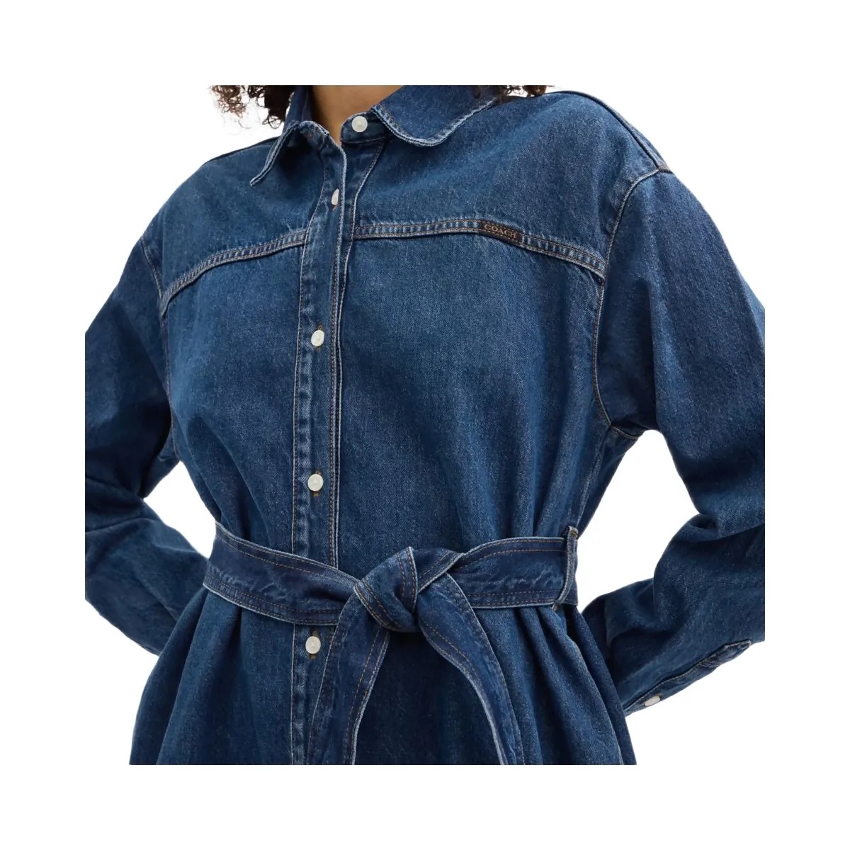 Coach Denim Shirt Dress Dark Blue - HypeFly India View 4