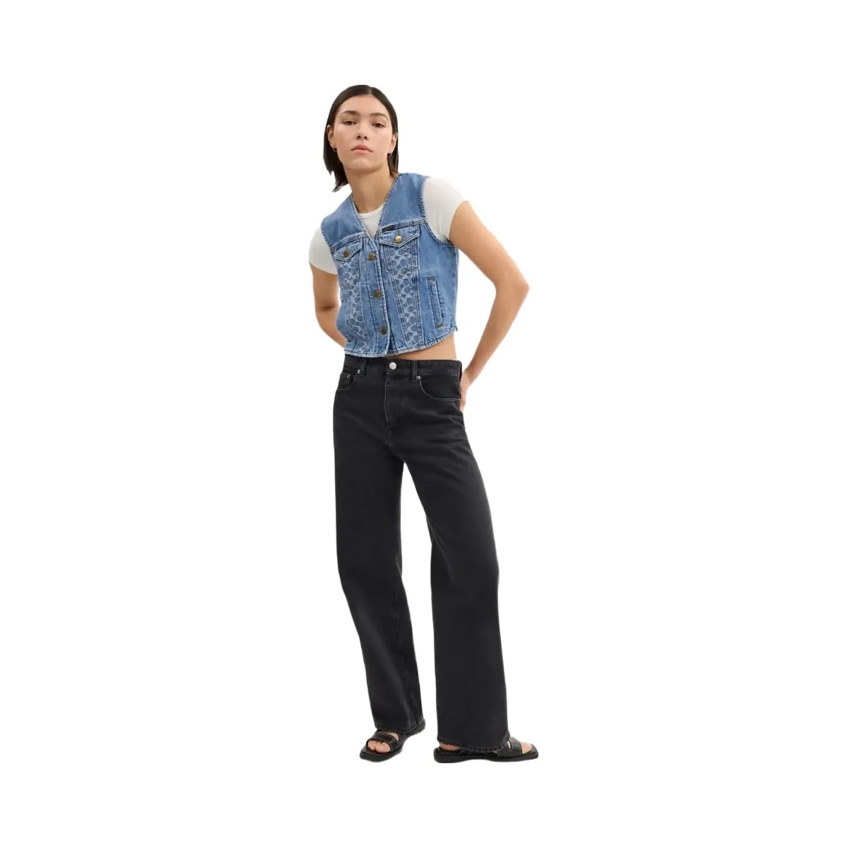 Coach Denim Vest In Organic Cotton Blue - HypeFly India View 2