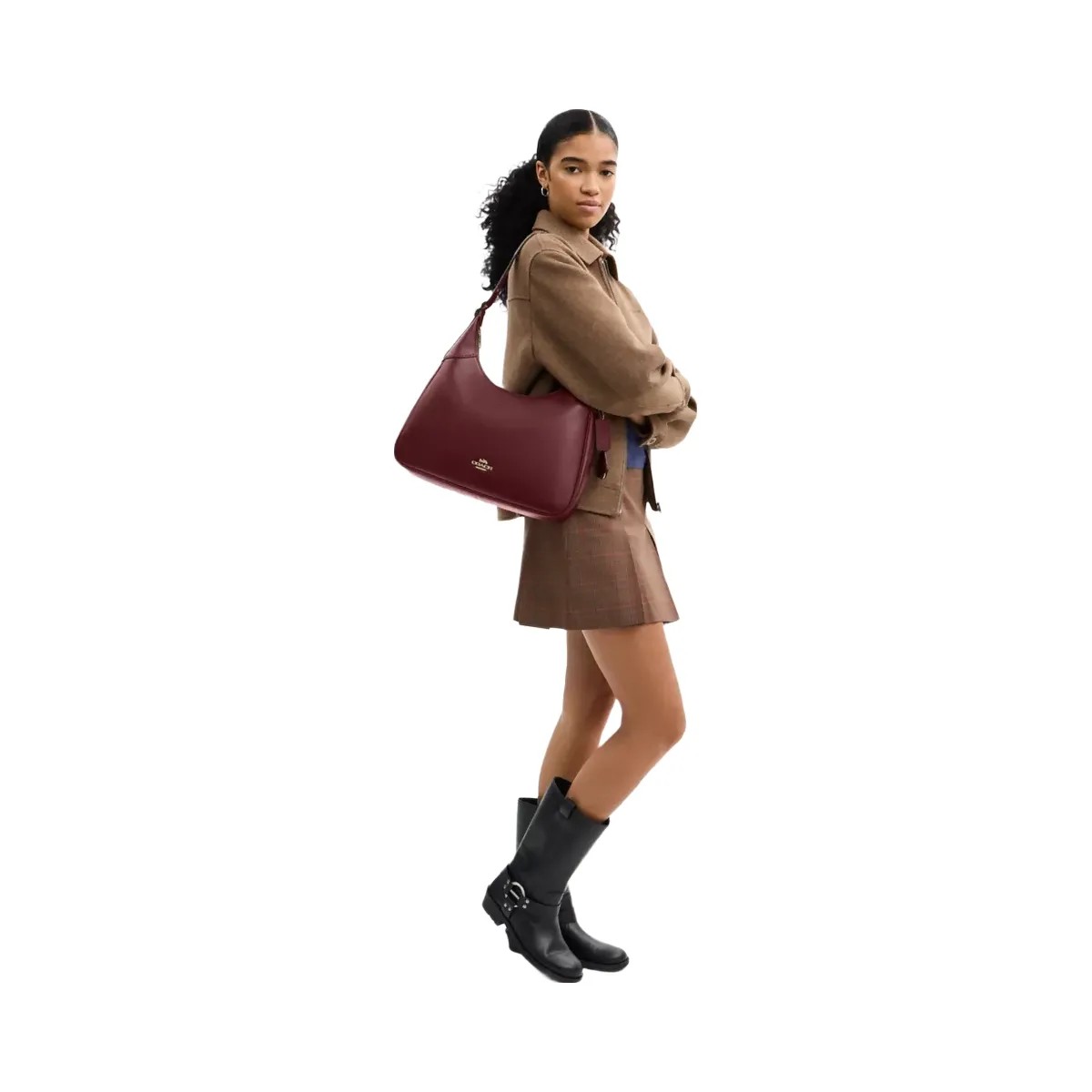 Coach Ella Shoulder Bag in Gold Maroon - HypeFly India View 6