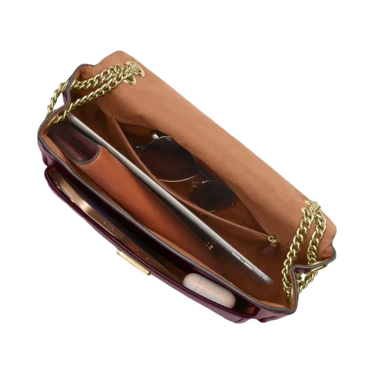 Coach Elodie Crossbody Bag in Gold Dark Wine - HypeFly India View 3