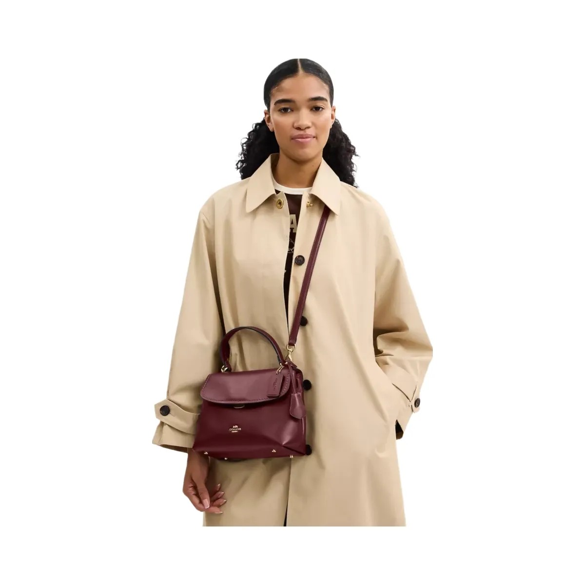 Coach Emory Top Handle Bag in Gold Maroon - HypeFly India View 6