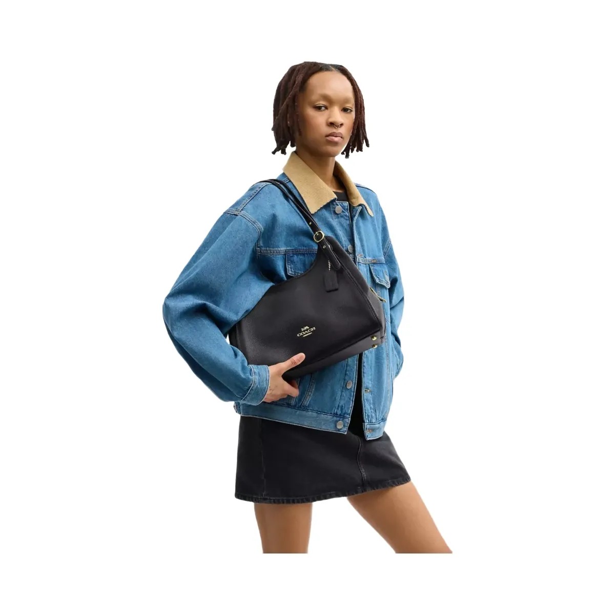 Coach Erin Shoulder Bag in Gold Black - HypeFly India View 6