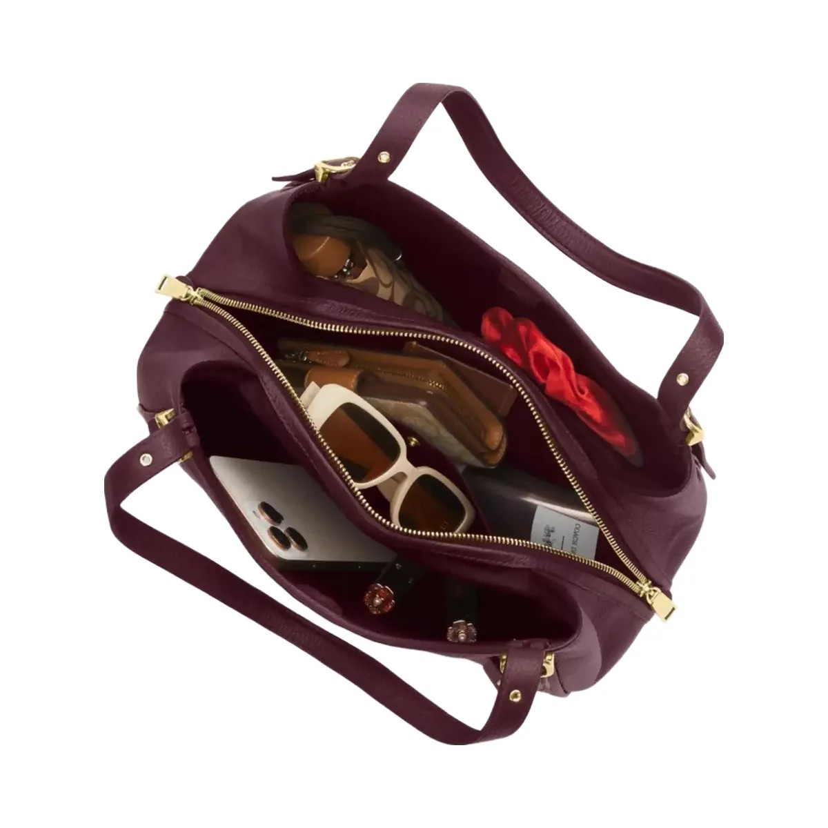 Coach Erin Shoulder Bag in Gold Dark Wine - HypeFly India View 3