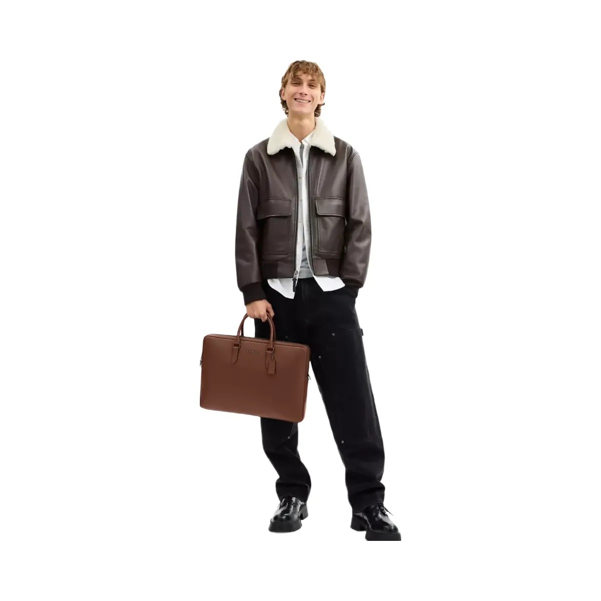 Coach Ethan Large Brief in Gunmetal Saddle - HypeFly India View 5