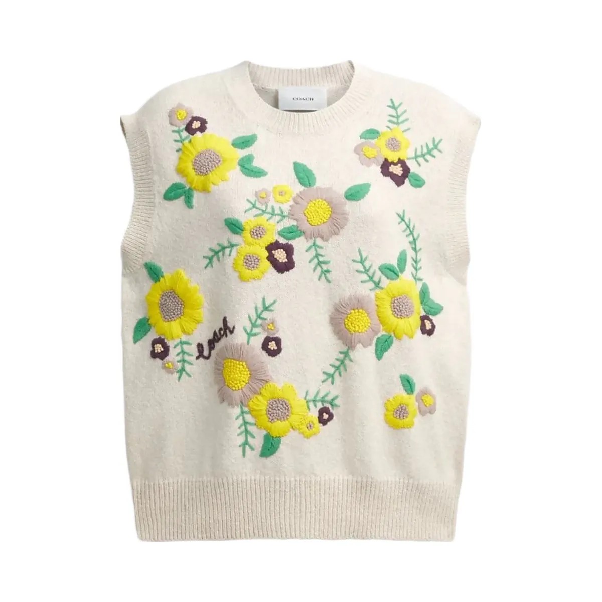 Coach Floral Knit Vest Cream Multi - HypeFly India View 1