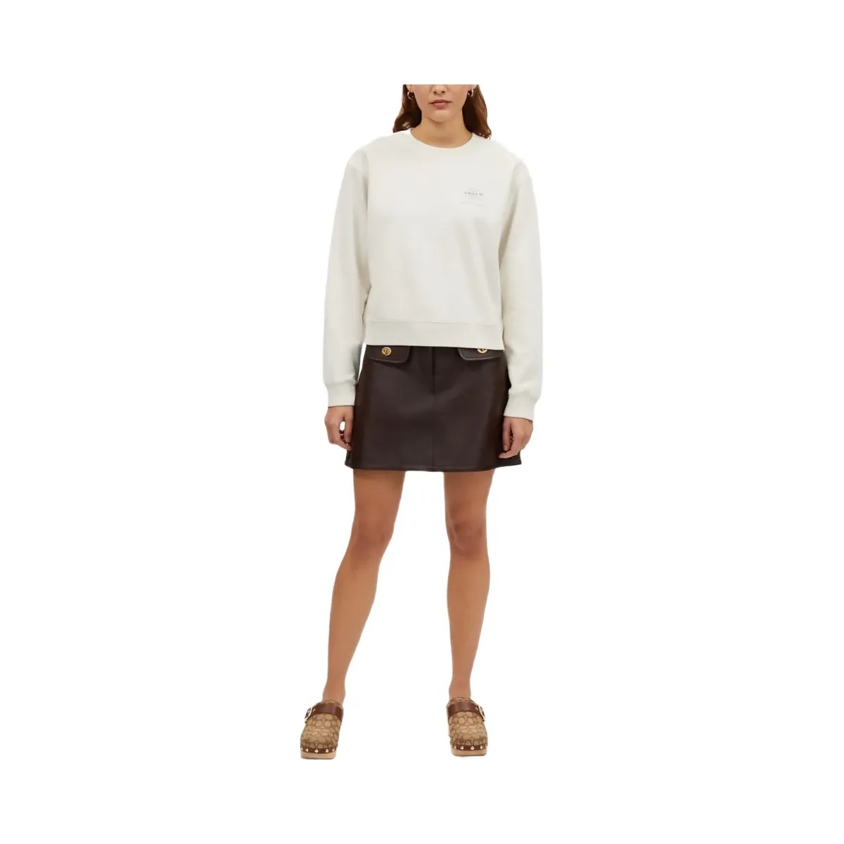 Coach Garment Dye Crewneck Cream - HypeFly India View 2
