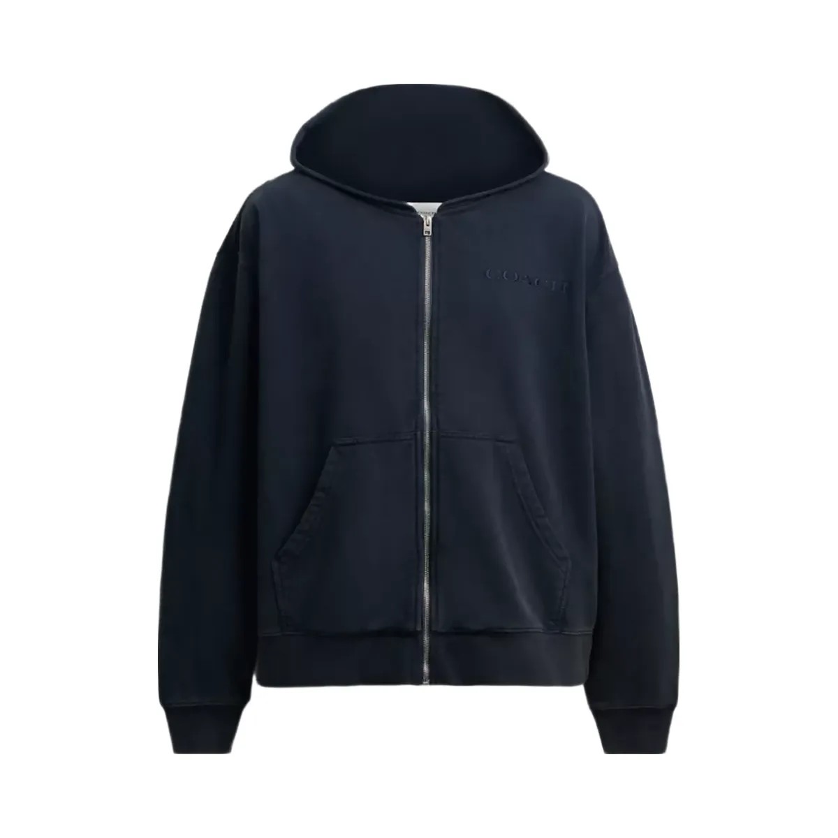 Coach Garment Dyed Zip Hoodie in Navy Blue - HypeFly India View 1