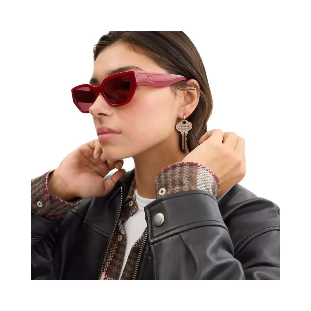 Coach Geometric Cat Eye Sunglasses in Red - HypeFly India View 2