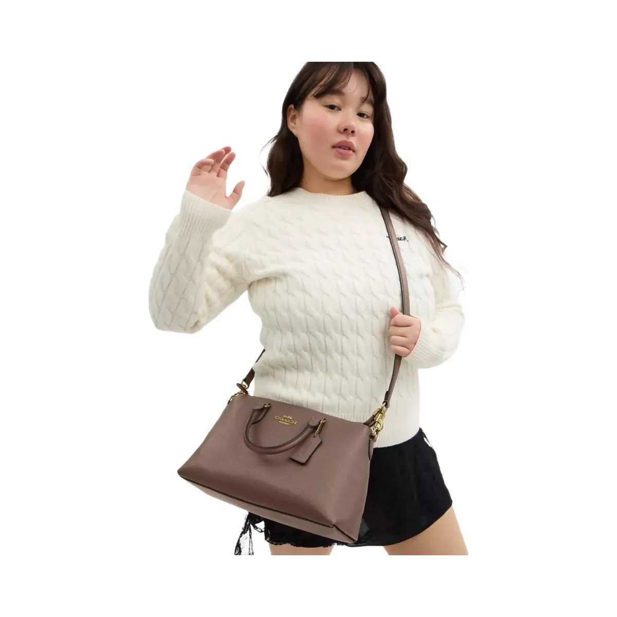 Coach Georgia Satchel Bag in Gold Dark Stone - HypeFly India View 6