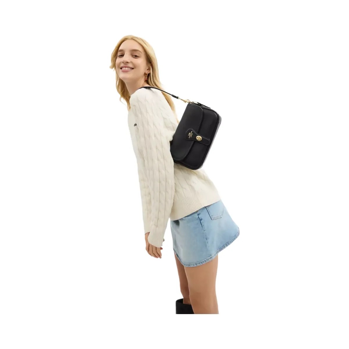 Coach Hadley Shoulder Bag in Gold Black - HypeFly India View 6