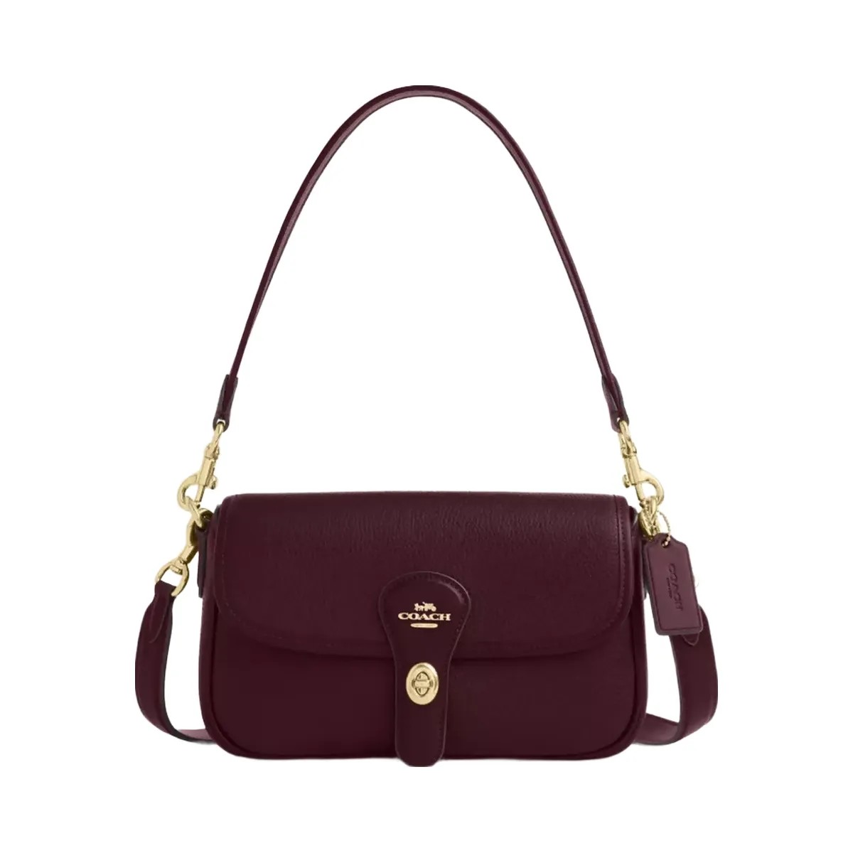 Coach Hadley Shoulder Bag in Gold Dark Wine - HypeFly India View 1