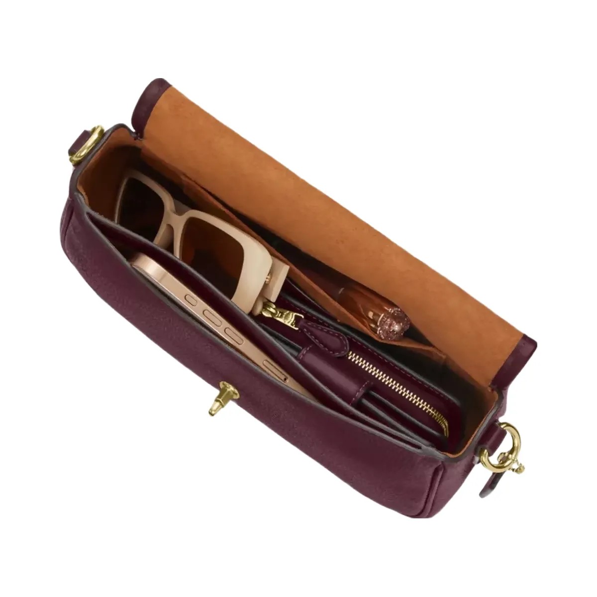 Coach Hadley Shoulder Bag in Gold Dark Wine - HypeFly India View 3
