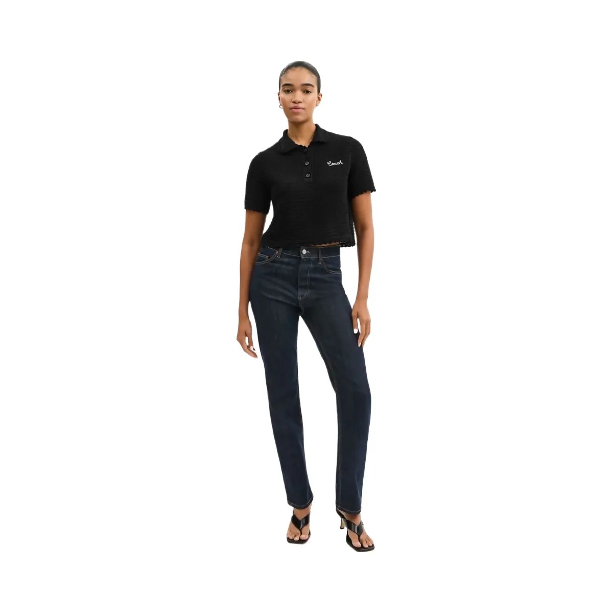 Coach Knit Cropped Polo Black - HypeFly India View 2