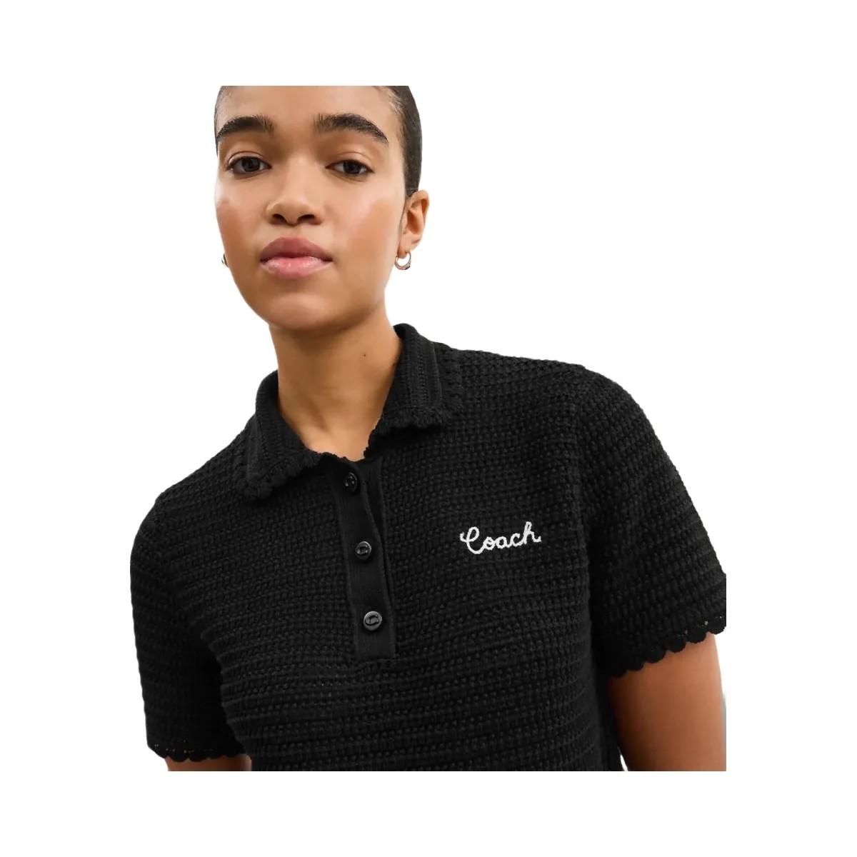 Coach Knit Cropped Polo Black - HypeFly India View 4