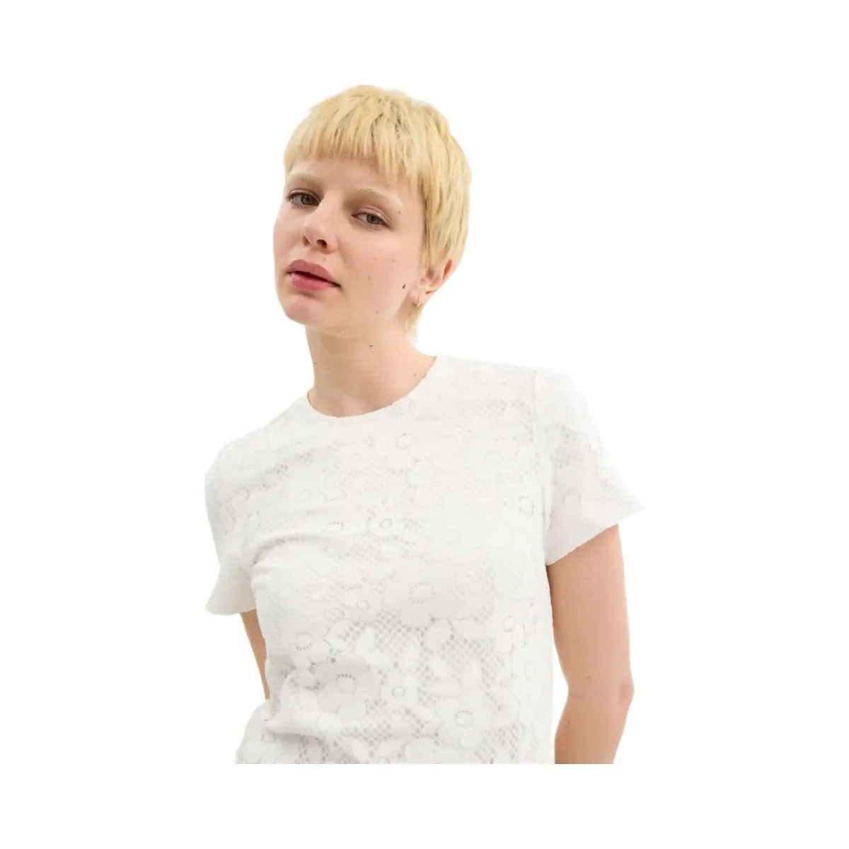 Coach Lace T Shirt Dress White - HypeFly India View 4