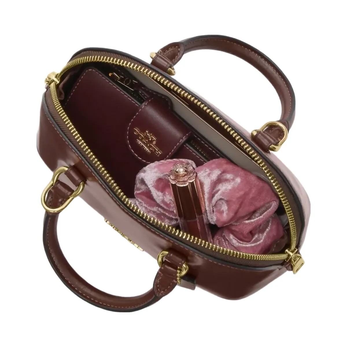 Coach Lara Mini Satchel Bag in Gold Maple - HypeFly India View 3
