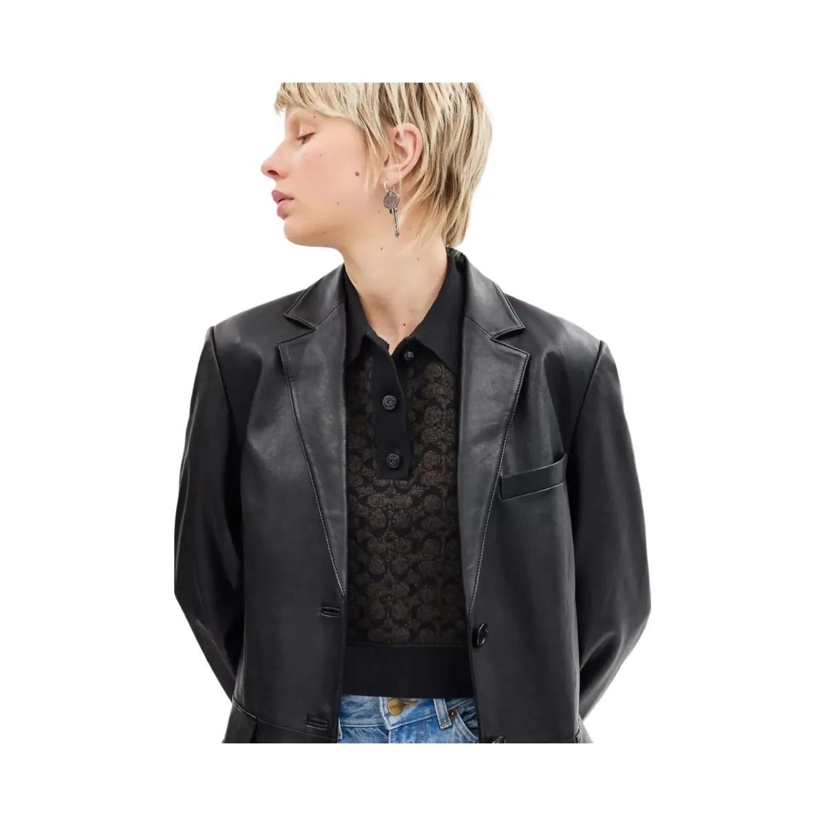 Coach Leather Blazer in Black - HypeFly India View 5