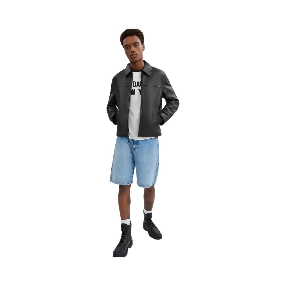 Coach Leather Jacket Black - HypeFly India View 2