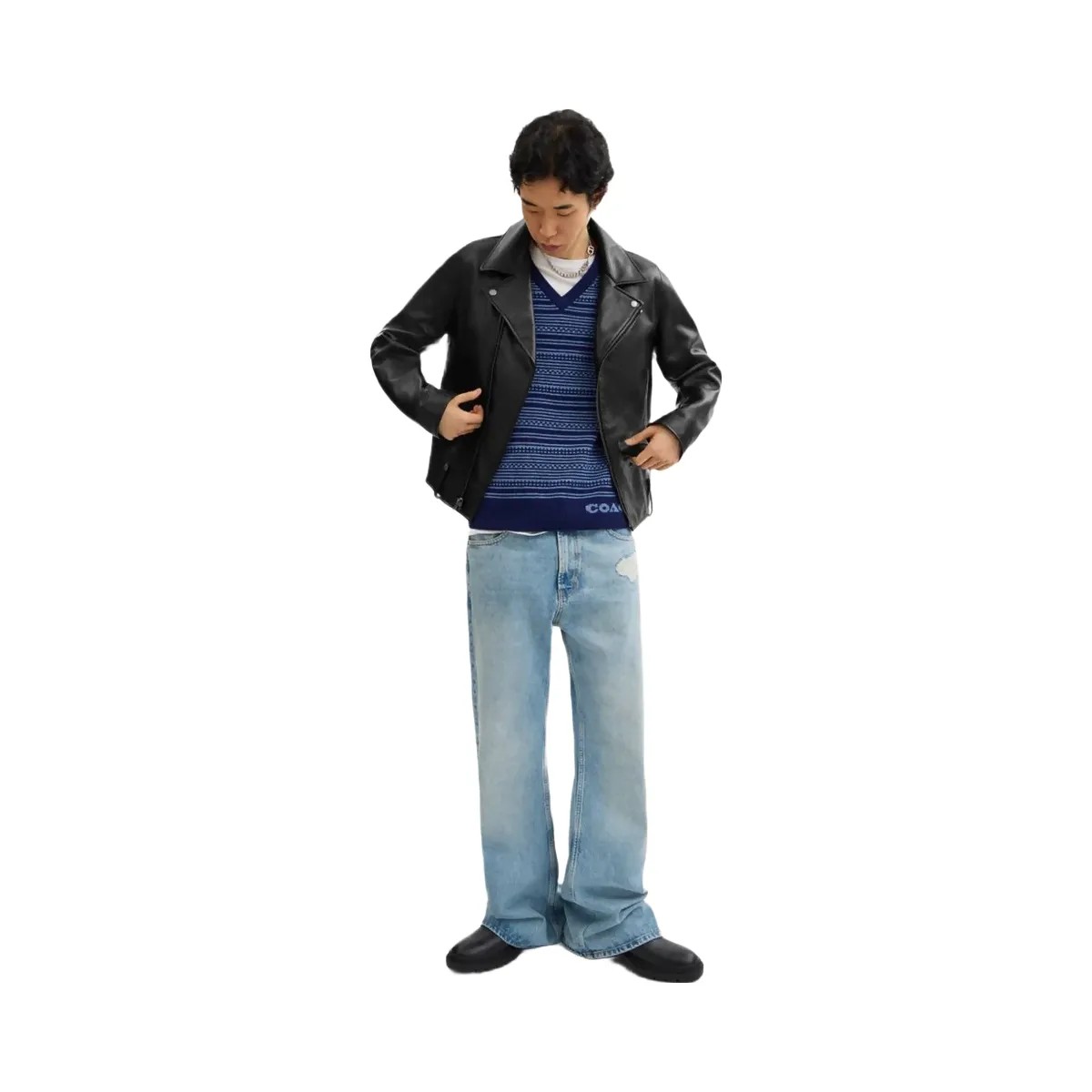 Coach Leather Moto Jacket Black - HypeFly India View 2