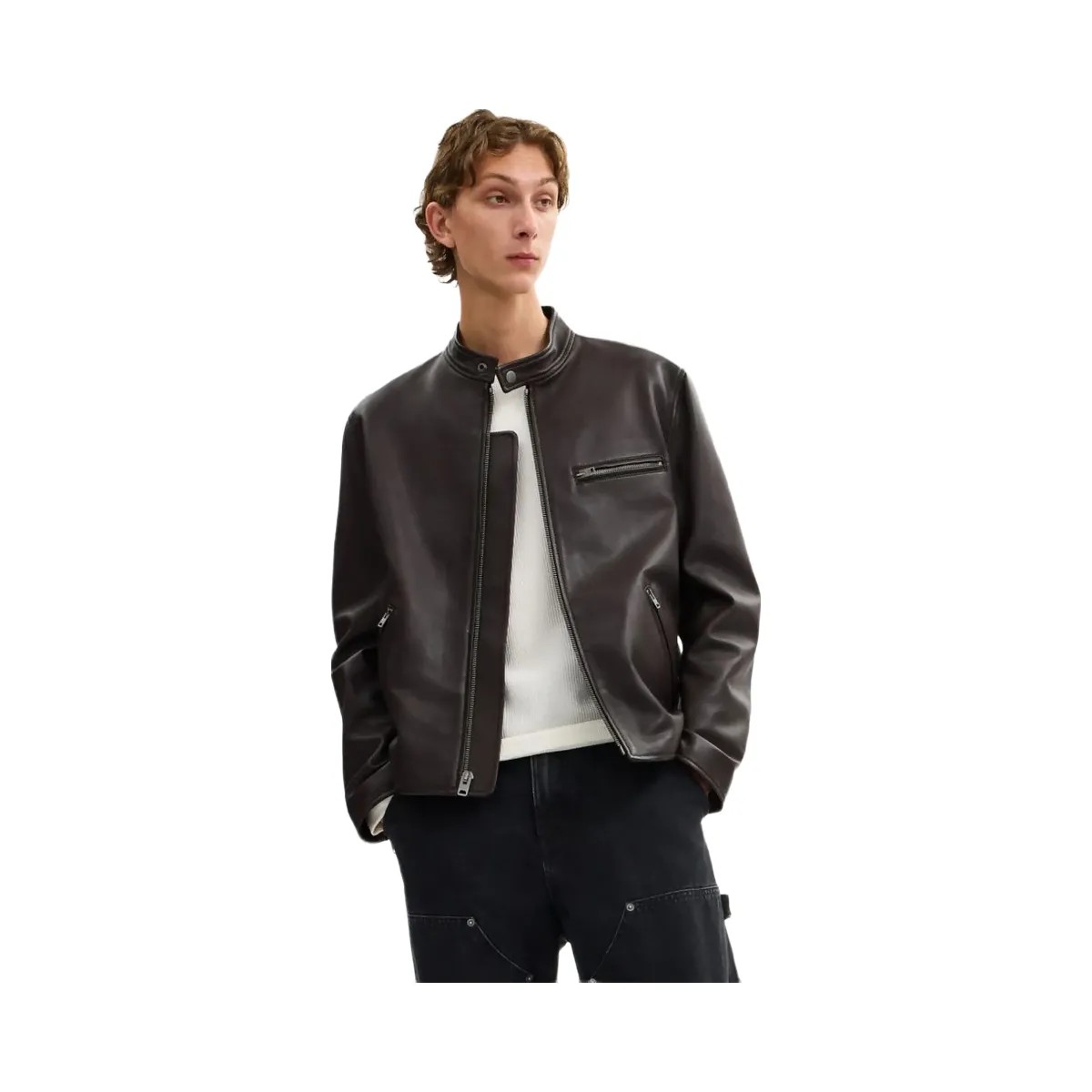 Coach Leather Racer Jacket Burnt Espresso - HypeFly India View 2