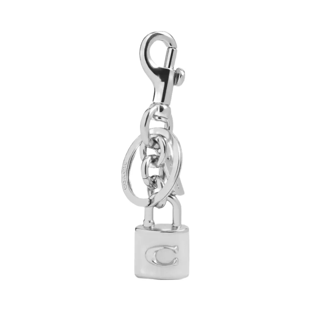 Coach Lock Bag Charm in Silver Chalk - HypeFly India View 1