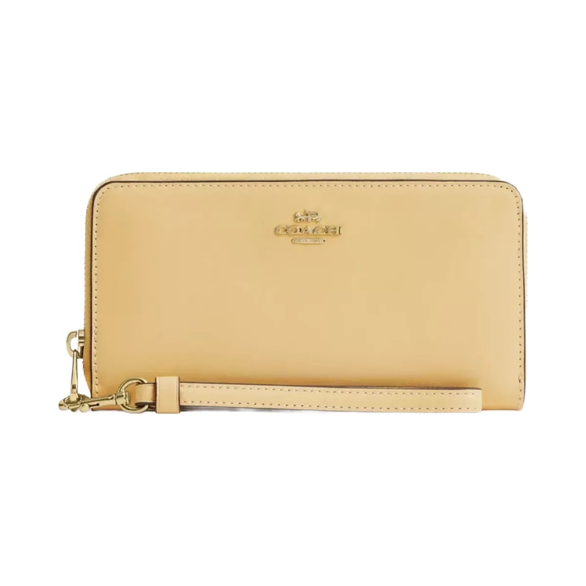 Coach Long Zip Around Wallet in Gold Vanilla - HypeFly India View 1