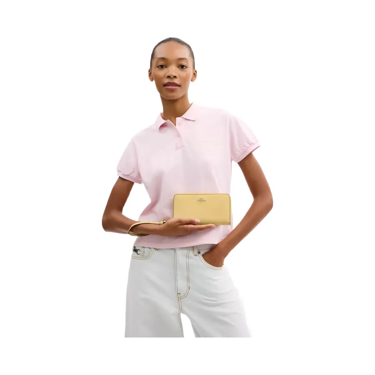 Coach Long Zip Around Wallet in Gold Vanilla - HypeFly India View 4