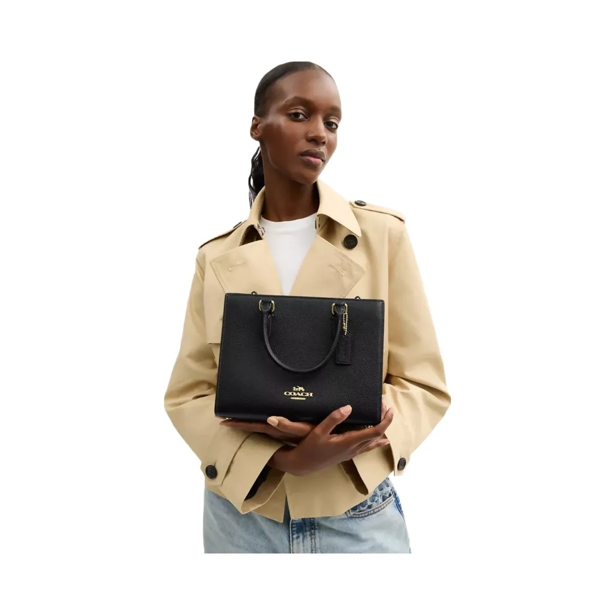 Coach Maggie Small Tote Bag in Gold Black - HypeFly India View 6